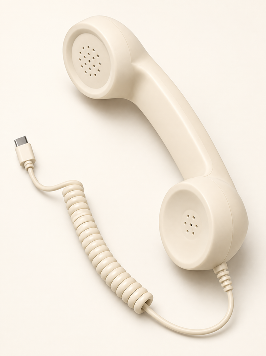 Ivory Hullo handset with its matching coiled cord